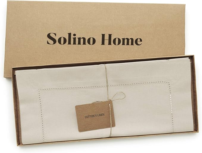 Solino Home Cotton Linen Dining Table Runner Linen Hemstitch, 14 x 108 in | - Image 4