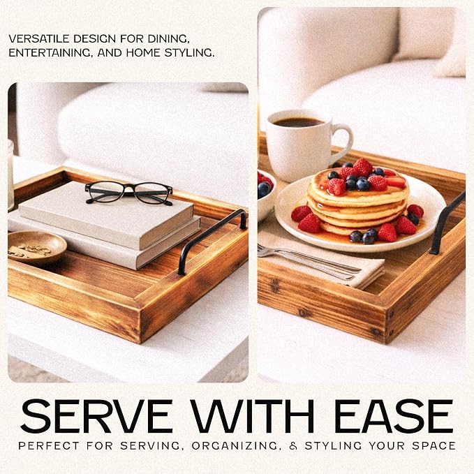 Besti Rustic Vintage Food Serving Trays | Nesting Wooden Board - Image 4