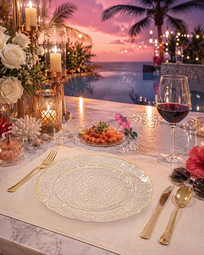 bUCLA 40PCS Clear and Gold Plastic Plates - Image 8