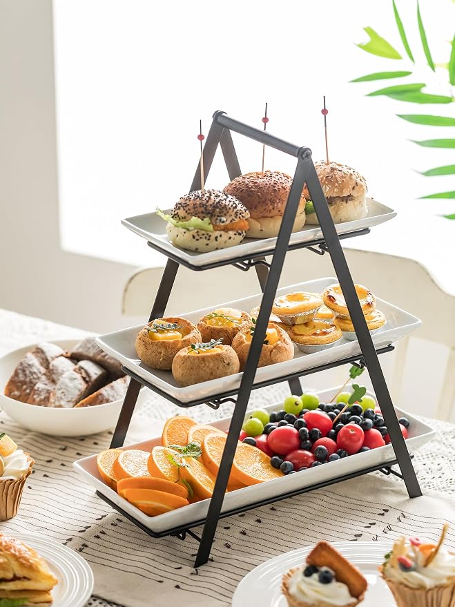YHOSSEUN 3 Tier Serving Tray Tiered Tray Stand, 10+12+14 Inch, Large Serving - Image 9