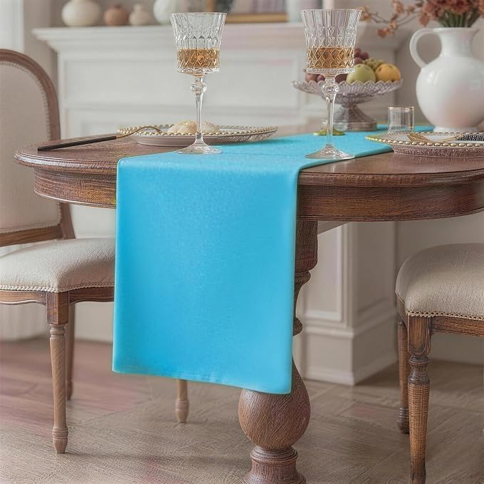Teal Table Runner, Waterproof Washable Runners 60 Inches Long | Reusable 12x60 - Image 2