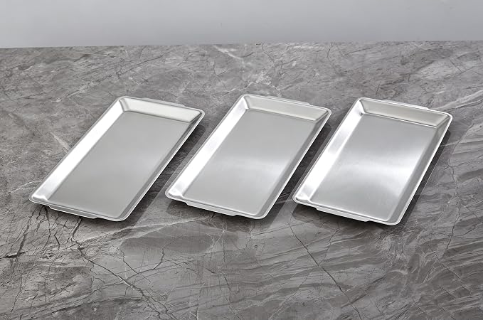 12.6" x 6.3" Dessert Tray Pastry Tray Set of 3, Stainless Steel Heavy-Duty - Image 5
