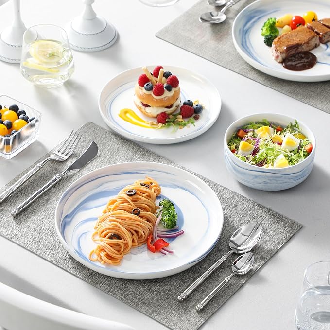 MALACASA 12 Pcs Porcelain Plates and Bowls Sets, Dinnerware Set - Image 5