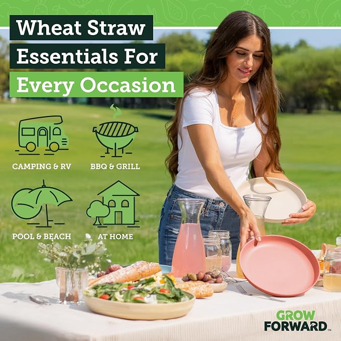 Grow Forward Premium Wheat Straw Plates and Bowls Sets - Image 2
