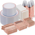 700 Pcs Rose Gold Disposable Party Dinnerware Sets by GoodLuck