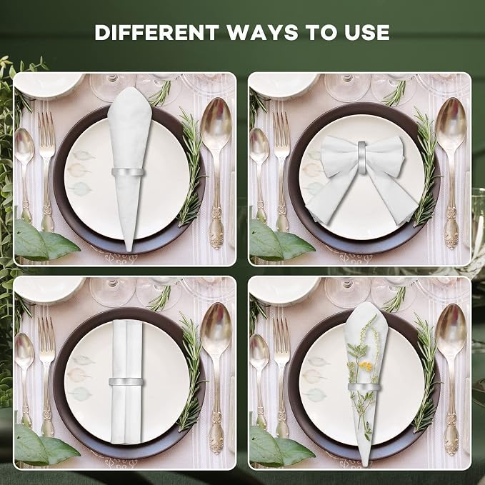 20 Pcs Stainless Steel Napkin Rings Metal Napkin Ring Holders Fall Thanksgiving - Image 4