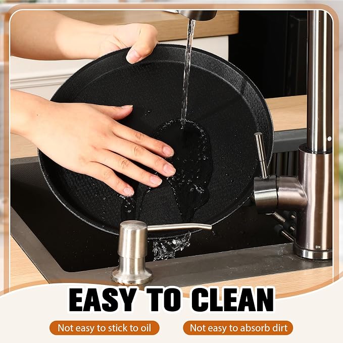 Zopeal 2 Pieces 14" Black Round Restaurant Serving Tray, Plastic Non Slip - Image 3