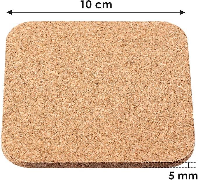 Boao 12 Pieces Square Cork Coasters Wooden Thick Drink Coasters 4x4 Inch - Image 3
