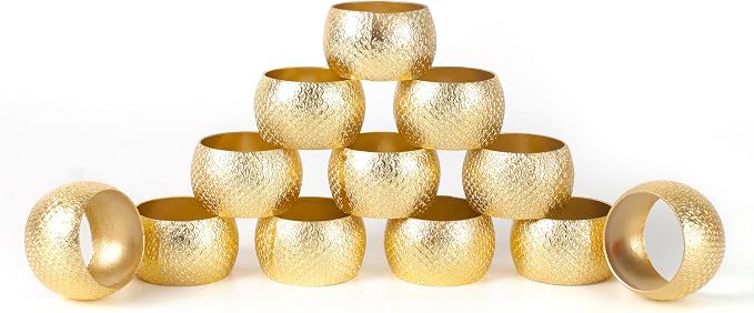 Napkin Rings Set of 12 Metal Napkin Holder Buckles Round Serveitte Rings by ALPHALivingHOME