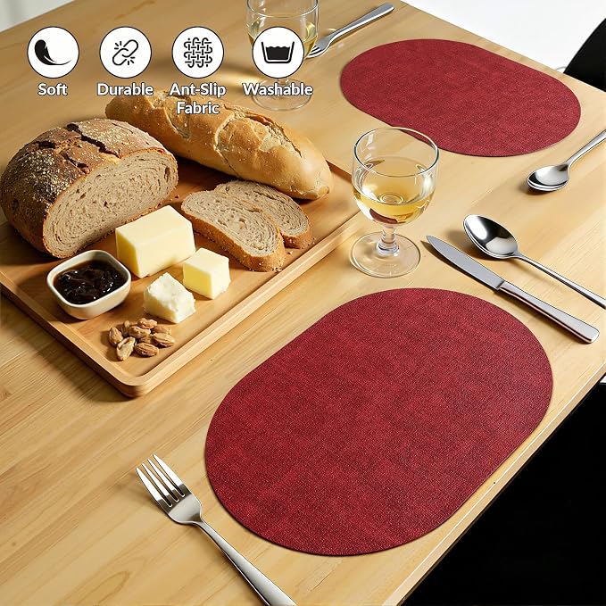 Placemats Set of 8, 11.8 x 17 Inch, Waterproof Wipeable Reversible PU Placemat - Image 6