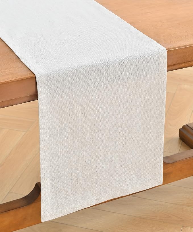 Wracra Linen Table Runner, Burlap Cream Table Runners 108 Inches Long | Rich - Image 7