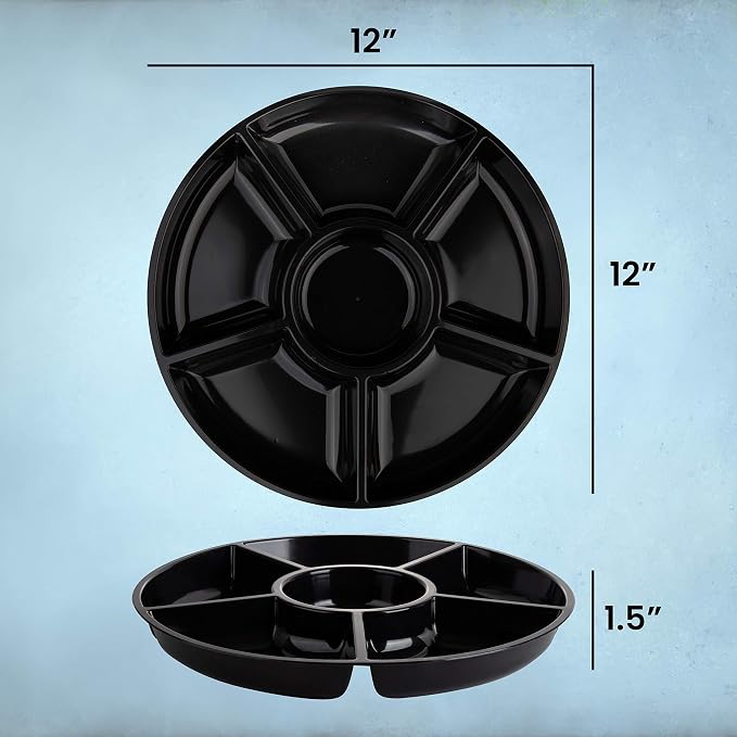 Plasticpro 6 Sectional Round Plastic Serving Tray/Platter - Image 6