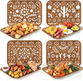 4 Pieces Mexican Serving Trays Brown Fiesta Melamine Platters Reusable by Tiangrid