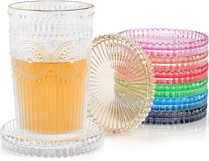 Modern Clear Glass Coasters Set of 8, Cute Coasters Table Mats by GOHDODD