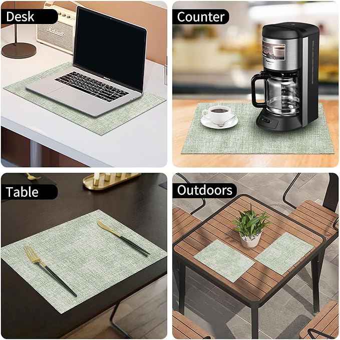 Faux Leather Heat Resistant Placemats 4 Packs, Waterproof Wipeable Dining PU - Image 9
