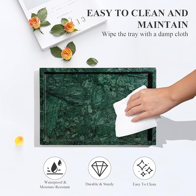 Real Natural Marble Tray for Bathroom, Genuine Marble Stone Vanity Tray - Image 8