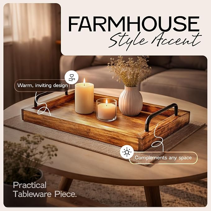 Besti Rustic Vintage Food Serving Trays | Nesting Wooden Board - Image 2