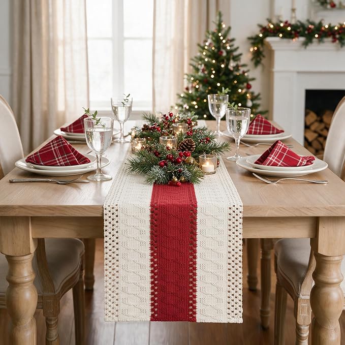 Artoid Mode Rose Red Farmhouse Rustic Table Runner 12x48 Inch | Seasonal - Image 2