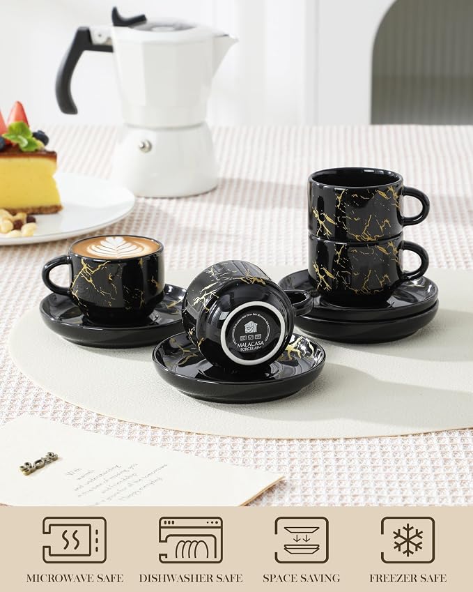 MALACASA 2.5 OZ Porcelain Espresso Cups - Image 4