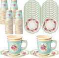 Tioncy 100 Pcs Tea Party Decorations Include 50 Pieces 9 oz Paper Tea Cups by Tioncy