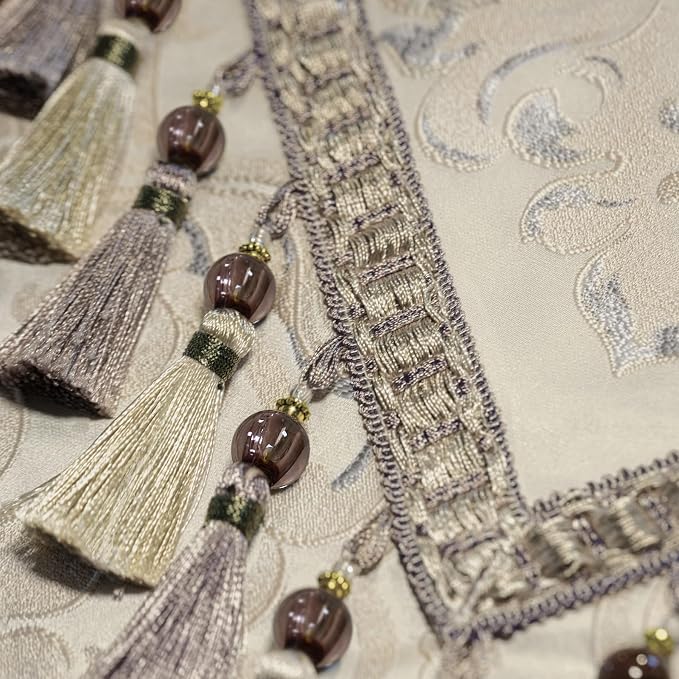 Loom and Mill Luxury Jacquard Table Runner 120 Inches Long, Light Apricot | - Image 5