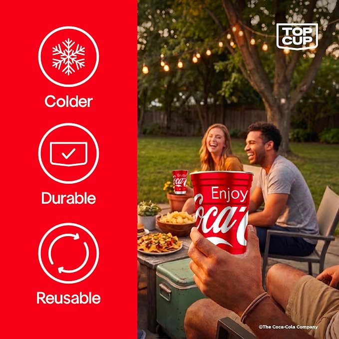 Top Cup – 20 Ounce, Officially Licensed Coca-Cola Aluminum Party Cup | - Image 3