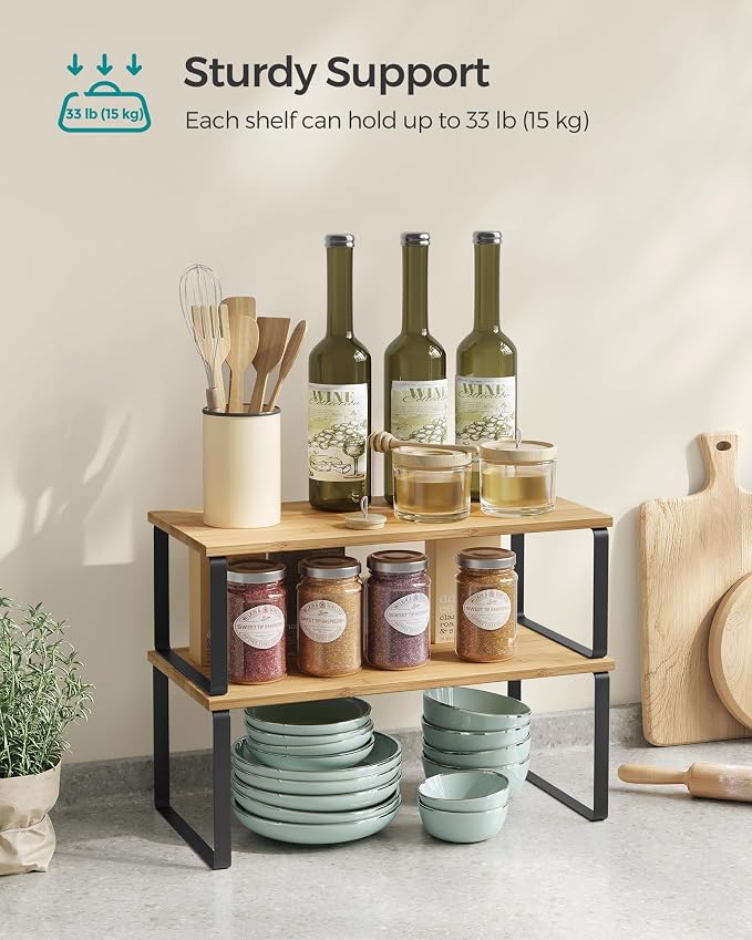 SONGMICS Cabinet Organizer Shelf, Kitchen Storage, Spice Rack, Expandable - Image 4