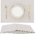 Faux Cotton Linen Placemats Set of 8, Cloth Washable Farmhouse Dining Table Mats by homing