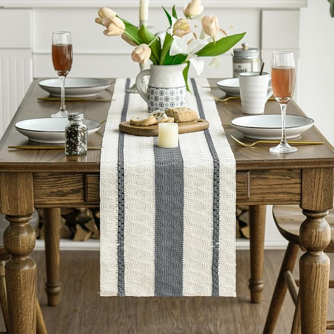 Artoid Mode Dark Green Rustic Woven Table Runner 12x90 Inch | Holiday Farmhouse - Image 2