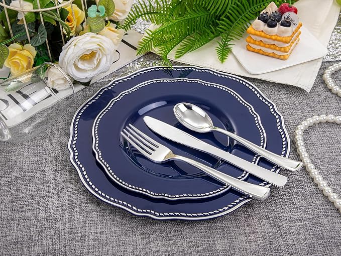 60pcs Blue Plastic Plates - Image 8