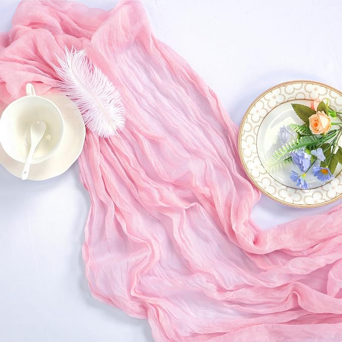 12 Pack Pink Cheesecloth Table Runner 17 x 108 Inch | Boho Gauze Cheese Cloth - Image 6