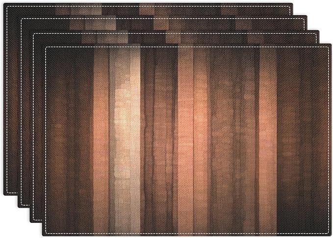 Emvency Farmhouse Placemats Set of 4, 12x18 Inch, Striped Vintage | Art Art by Emvency