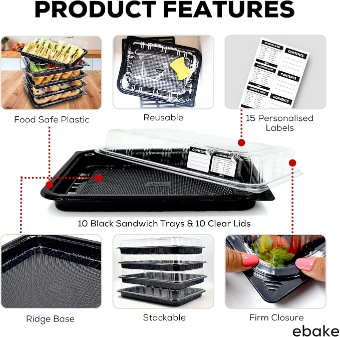 10 Pack Catering Trays with Lids – 13" Serving Tray with Lid, Heavy Duty - Image 3
