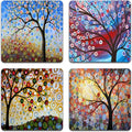 Color Tree of Life Square Coaster Set by QJ+CMJ