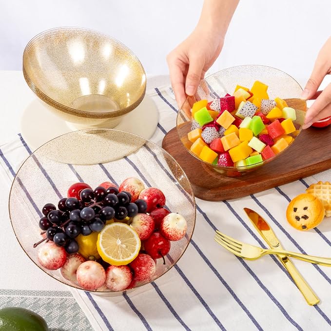 12 Pack Gold Glitter Plastic Serving Bowls - Image 7