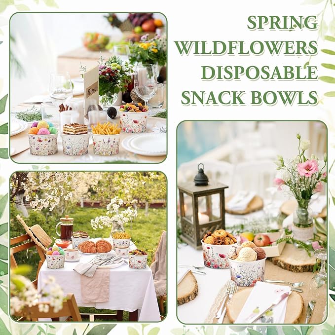 CHENGU 120 Pcs Spring Wildflowers Snack Cups 9 oz Disposable Spring Wildflowers - Image 6