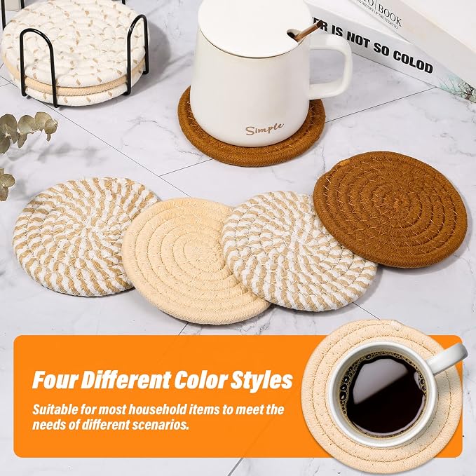Drink Coasters Set of 8, 4 Colors Absorbent Coasters - Image 5