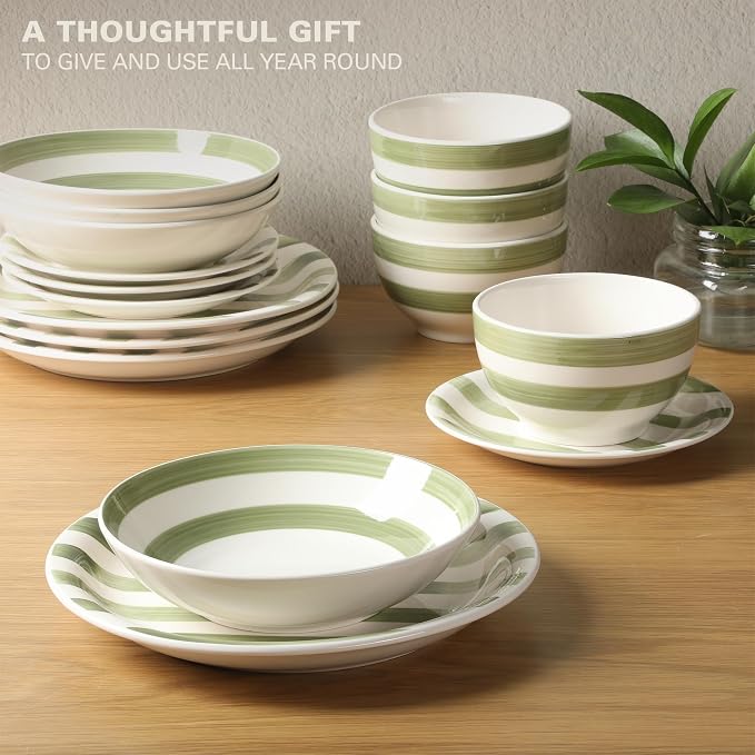 Gibson Home Kenwood Shores 16 Piece Dinnerware Set, Hand-Painted Stoneware - Image 4