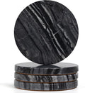 Black Marble Coasters Set of 4, Elegant Black & Dark Gray Coasters by YONGHEE