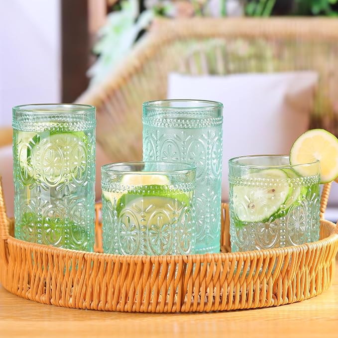 Darlion Green Glassware, Vintage Drinking Glasses, 12oz Highball Glasses | - Image 2