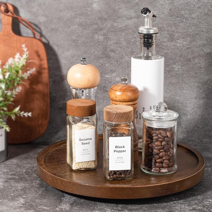 Wood Lazy Susan Organizer Kitchen Turntable - Image 2
