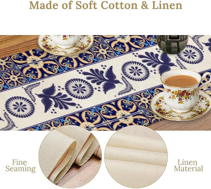 Floral Bird Mexican Table Runner, 13x90 Inch - Image 7