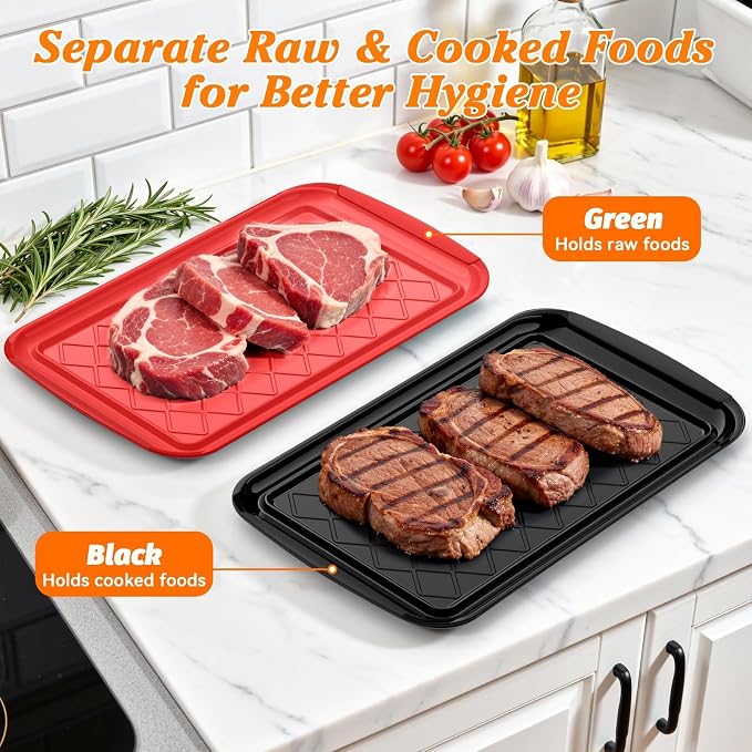 Grilling Prep & Serve Trays for Party Set of 6, Large BBQ Serving Platters | - Image 3