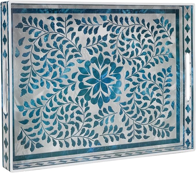 Blue Serving Trays, Plastic Rectangular Serving Tray by MAONAME