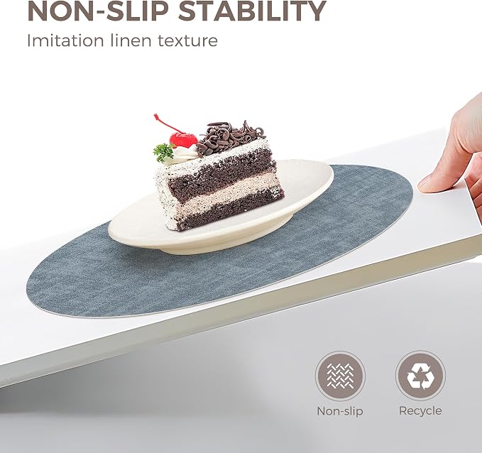 NCUE 13" Faux Leather Round Placemats Set of 4, Reversible Dual-Color | - Image 3
