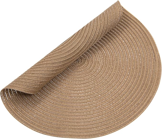SHACOS Round Braided Placemats Set of 8 Washable 15 inch Round Table Mats Woven - Image 4