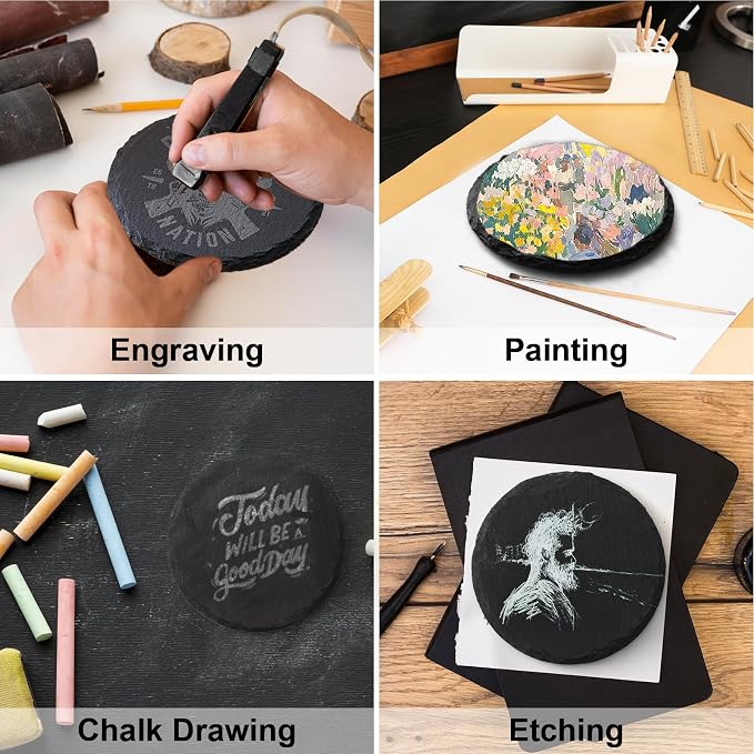 60 PCS Slate Coasters Set, 4 Inch Black Square Stone Coasters Bulk - Image 4