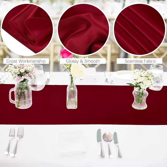 ANECO 4 Pack Satin Table Runner 12 x 108 Inch Long Bright Silk and Smooth - Image 3