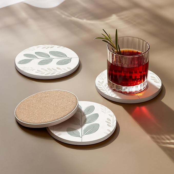 VEYRO Ceramic Coasters Set of 4 – Absorbent Stone Drink Coasters - Image 4