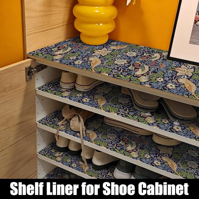 Bird Floral Shelf Liner for Cabinet Non Adhesive 12IN x 10FT | Shelf Liner for - Image 8